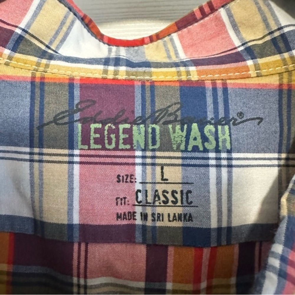 Eddie Bauer Legend Wash Classic Fit Plaid Oxford Button Down‎ Shirt Sz Large EUC - Picture 3 of 6
